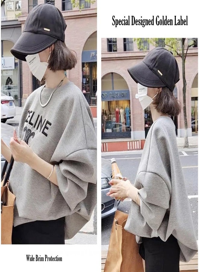 huablo UPF 50+ Womens Sun Hat Wide Brim Hat UV Protection Hiking Fishing Hats Ponytail Hole Sun Cap Foldable Baseball Cap for Travel Outdoor Black - Image 2